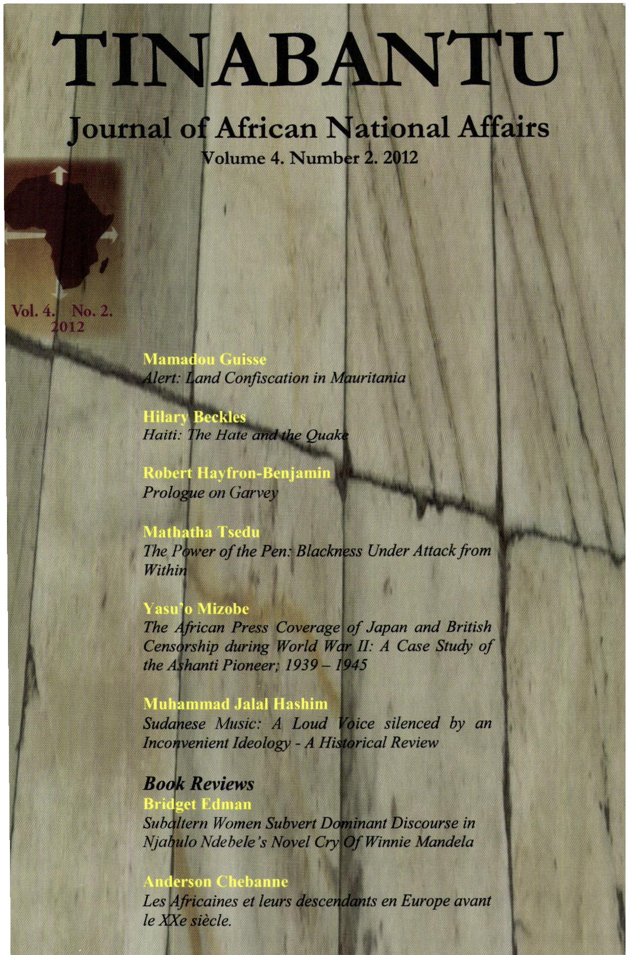 					View Vol. 4 No. 2 (2012): Tinabantu: Journal of African National Affairs
				